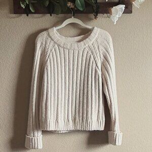 A.N.A Cream Ribbed Knit Sweater Long Sleeve Cozy